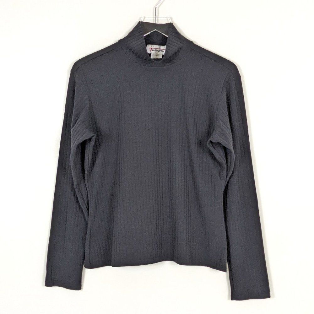 Talbots Ribbed Turtleneck Shirt Women's Medium Black Vintage